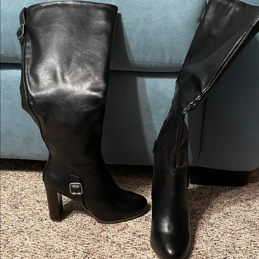 JustFab Black Heeled Boots